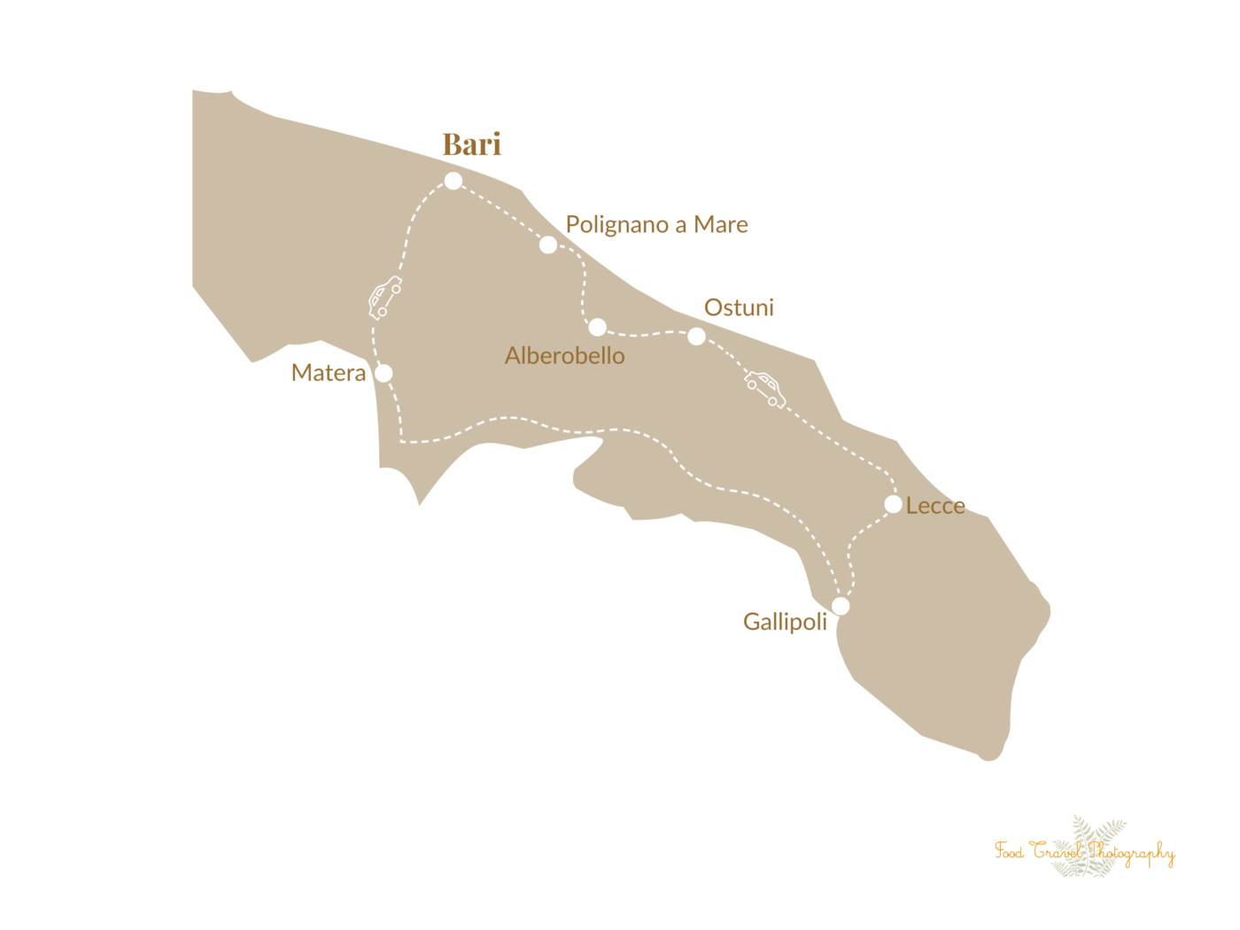 rondreis Puglia kaart