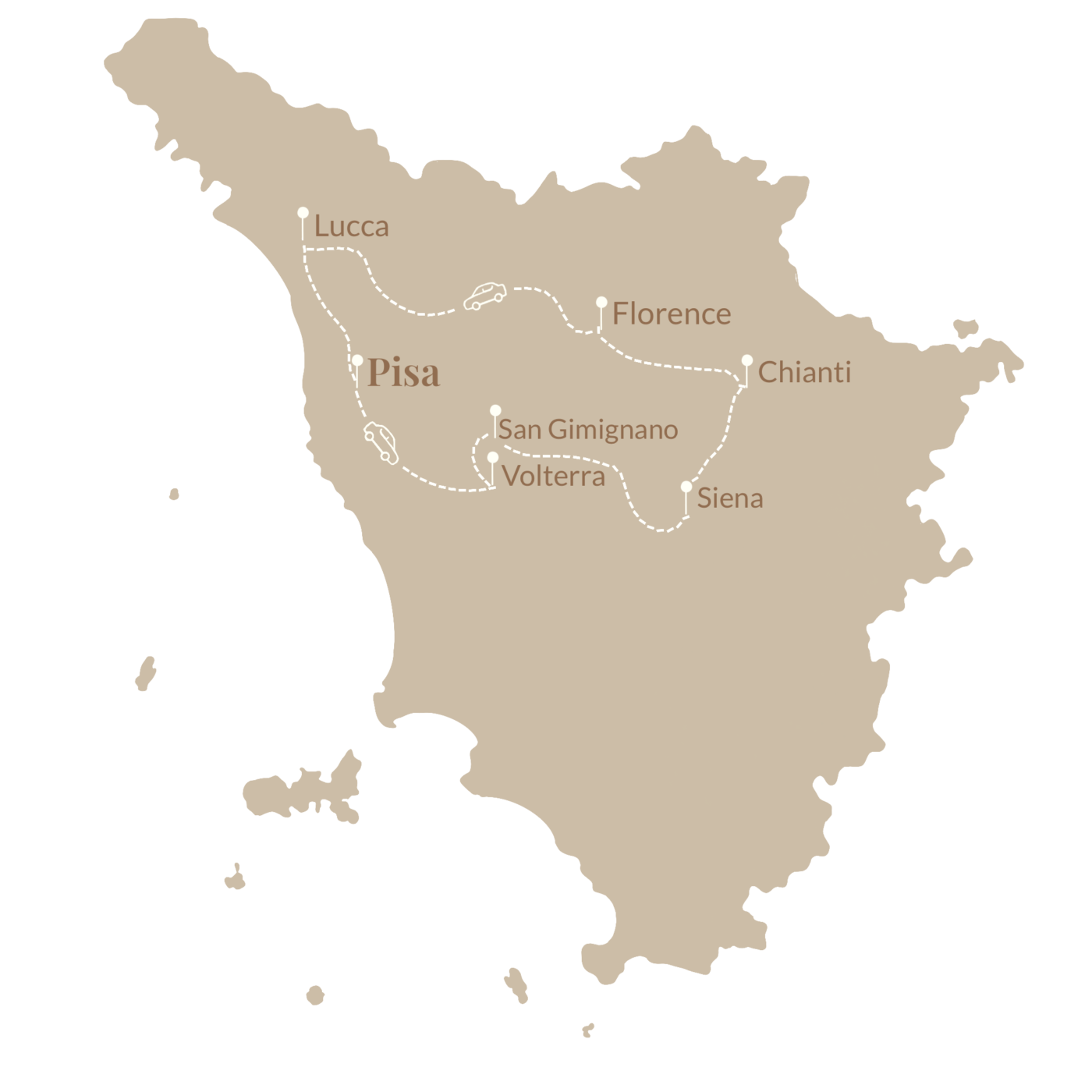 route Toscane kaart