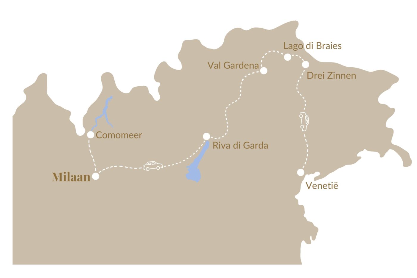 roadtrip noord italie kaart